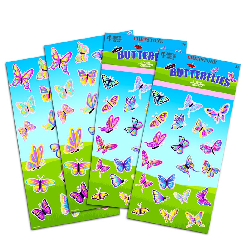 Crenstone Butterflies Stickers Party Supplies Pack ~ Over 160 Butterfly Stickers for Girls Kids Toddlers Adults (Party Favor Craft Scrapbooking Adhesive Sticker Sheets by Crenstone) - Image 3